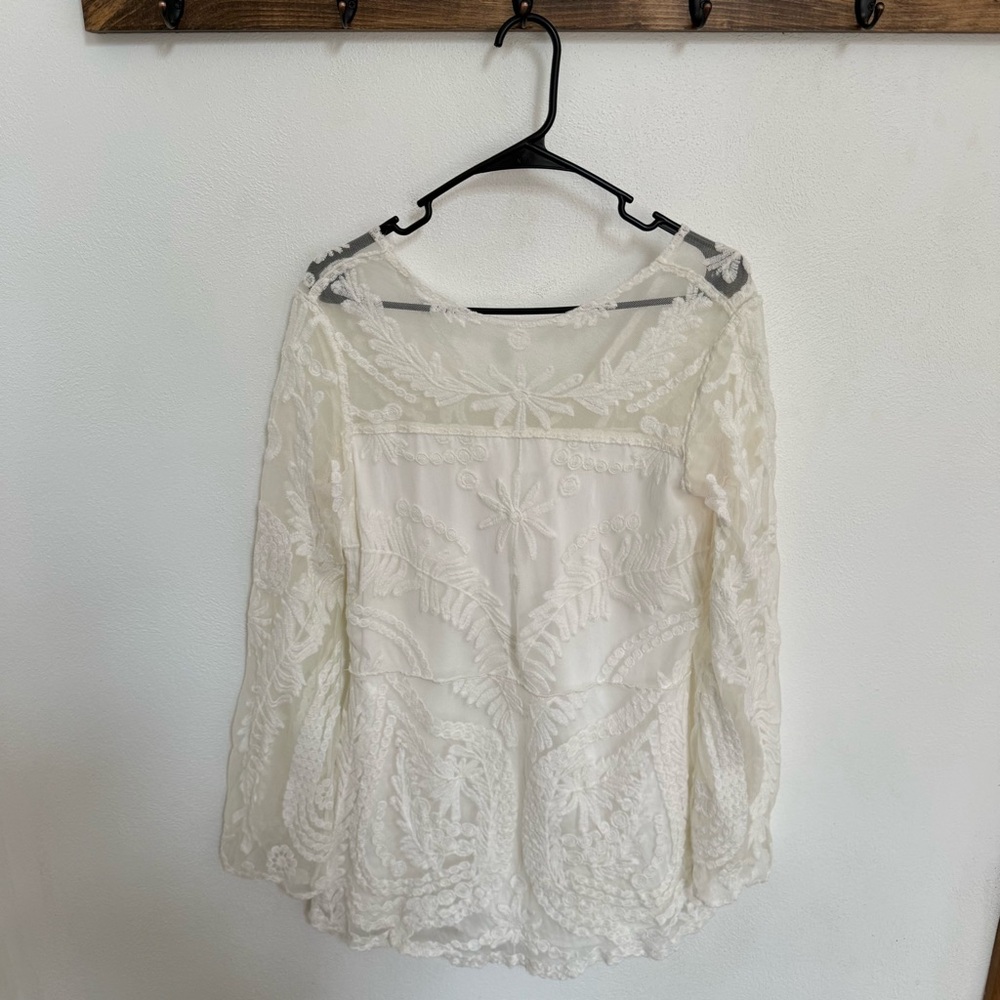 Tokyo Darling Ivory Lace Long Sleeve Mini Dress